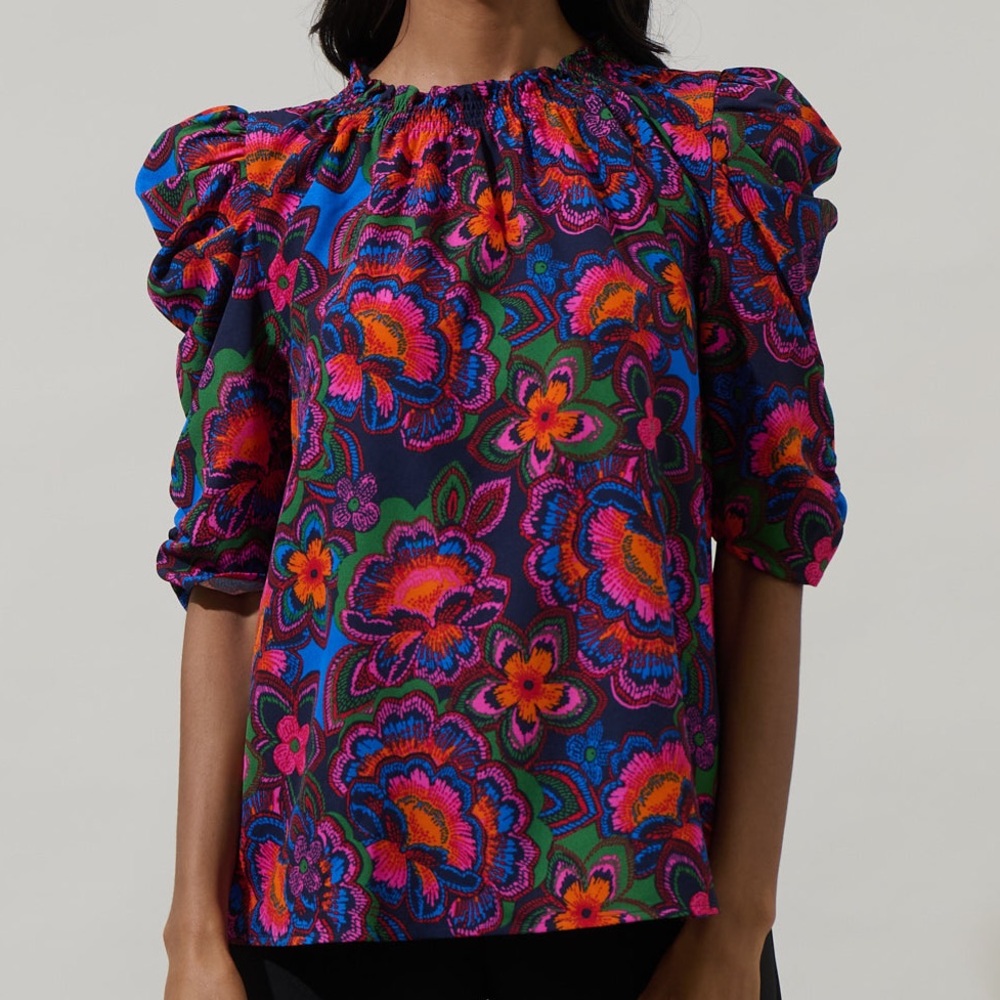 Sugarlips Raveena Midnight Floral Drape Sleeve Top